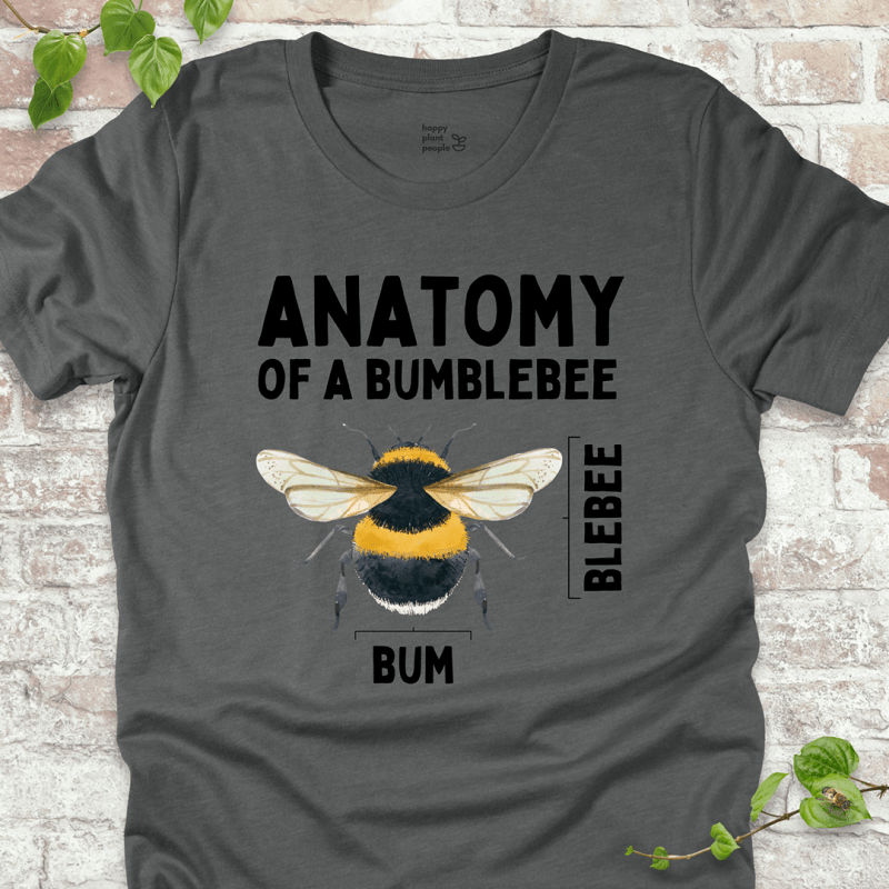 Bumblebee anatomy shirt in deep heather – perfect for bee nerds and backyard gardeners