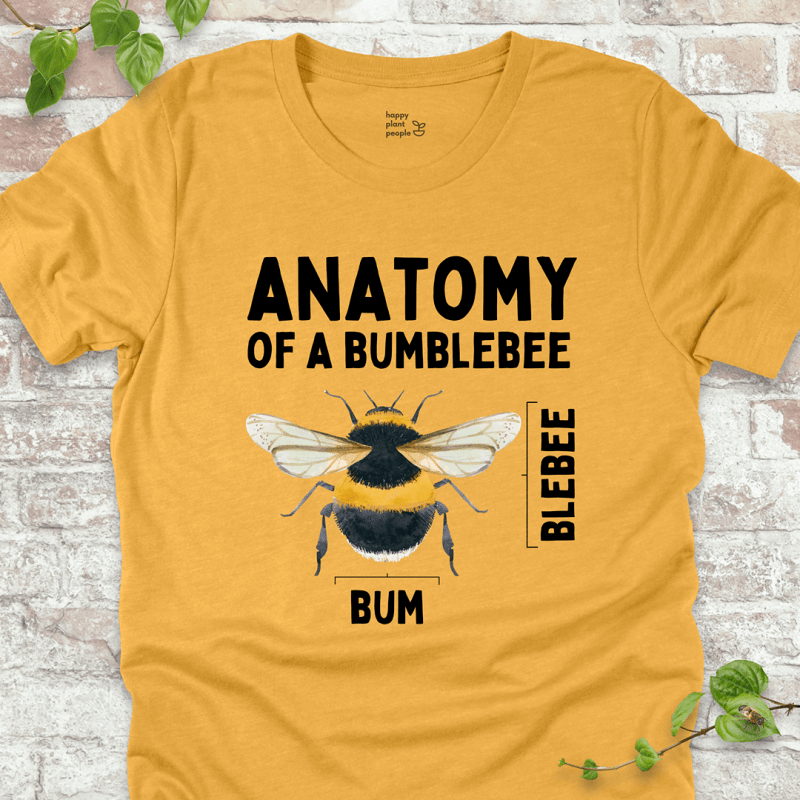 Funny unisex bee shirt in heather mustard – bestselling gift for garden lovers