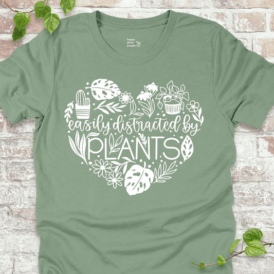 Easily Distracted by Plants Heart T-Shirt