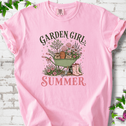 Garden Girl Summer Wheelbarrow T-Shirt