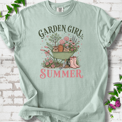 Garden Girl Summer Wheelbarrow T-Shirt