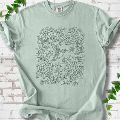 Hydrangea Hummingbird  T-Shirt