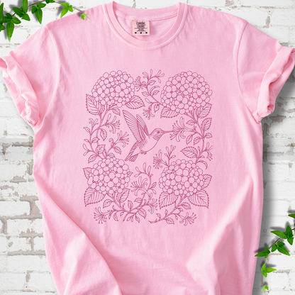 Hydrangea Hummingbird  T-Shirt