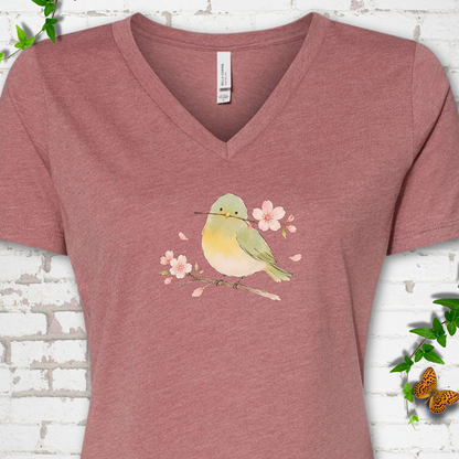 Cherry Blossom Buddy V-Neck T-Shirt
