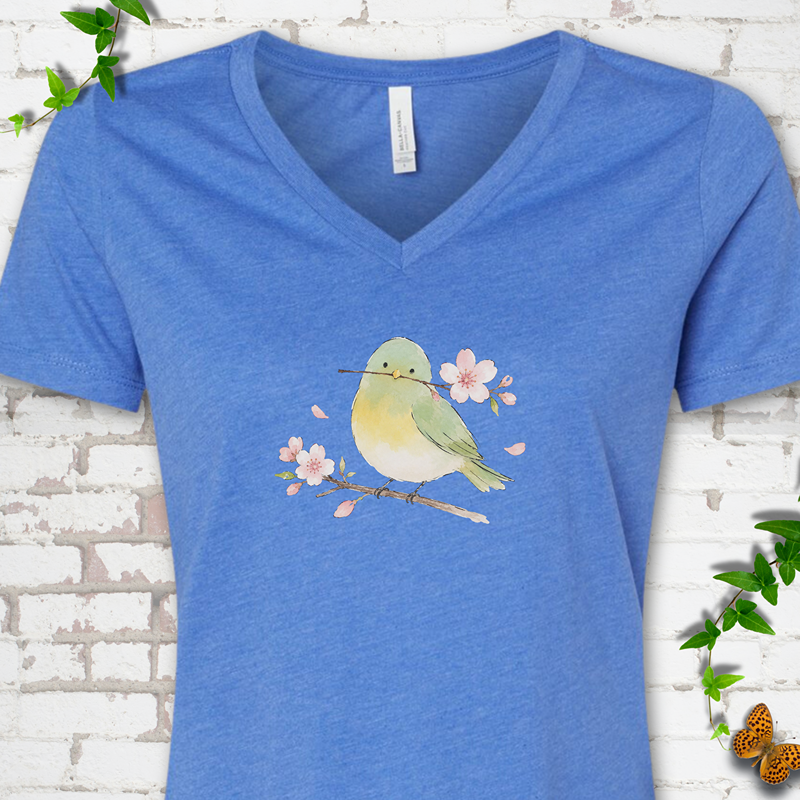Cherry Blossom Buddy V-Neck T-Shirt
