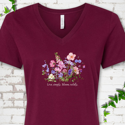 Bloom Wildly V-Neck Tee