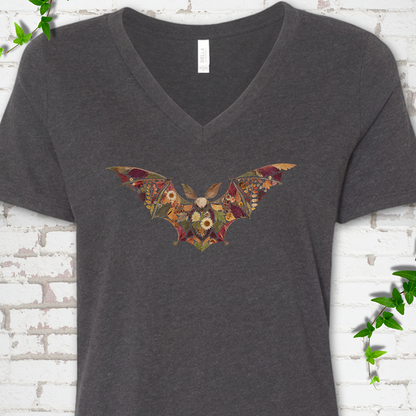Pressed Flower Bat V-Neck T-Shirt