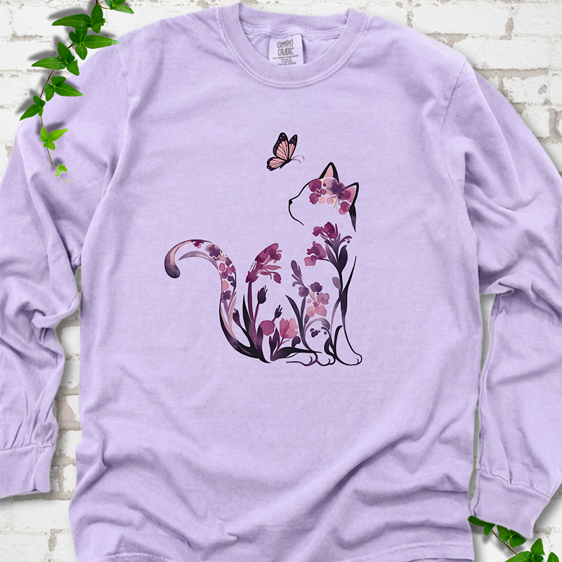 Floral Cat LS T-Shirt