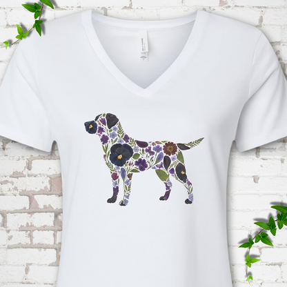 Wildflower Labrador V-Neck T-Shirt