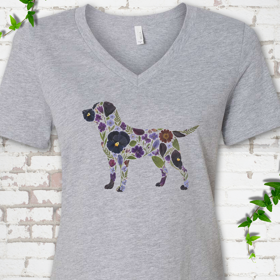 Wildflower Labrador V-Neck T-Shirt