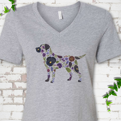 Wildflower Labrador V-Neck T-Shirt