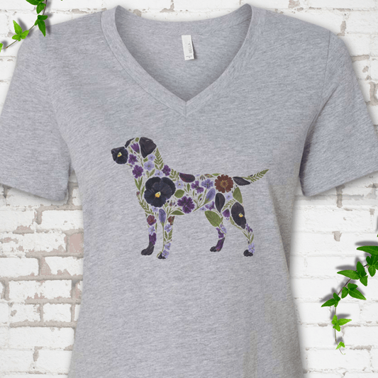 Wildflower Labrador V-Neck T-Shirt