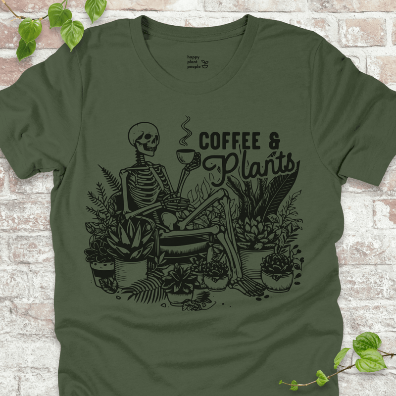 Coffee & Plants Skeleton T-Shirt