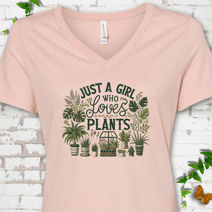 A Girl Who Loves Plants V-Neck Tee