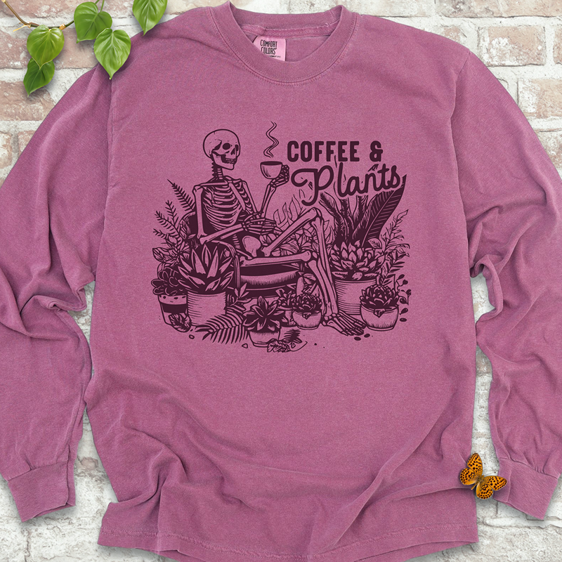 Coffee & Plants Skeleton LS T-Shirt