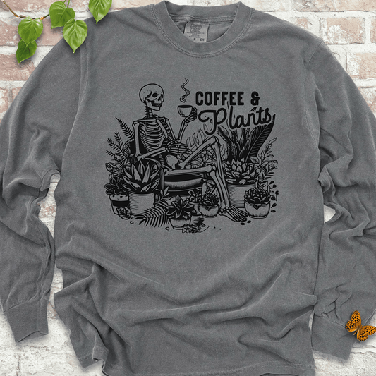 Coffee & Plants Skeleton LS T-Shirt