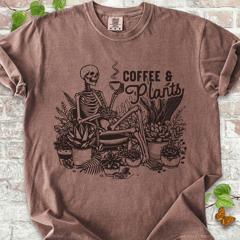 Coffee & Plants Skeleton T-shirt