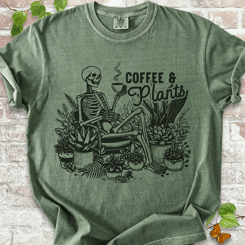 Coffee & Plants Skeleton T-shirt