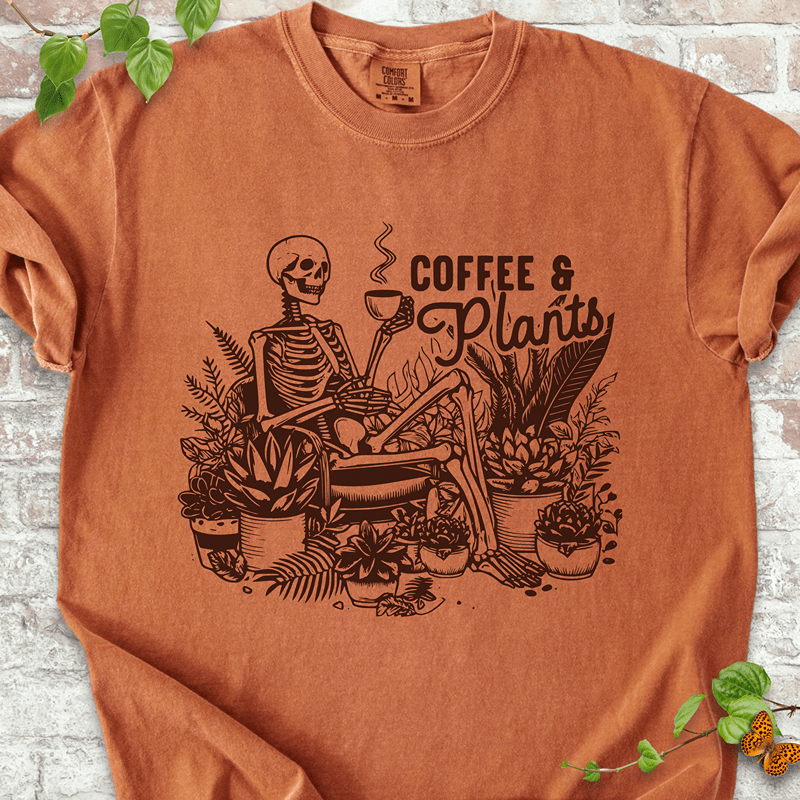 Coffee & Plants Skeleton T-shirt