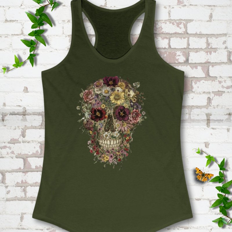 Floral Skull Tank
