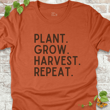 Heather Autumn T-shirt with minimalist fall harvest repeat text design