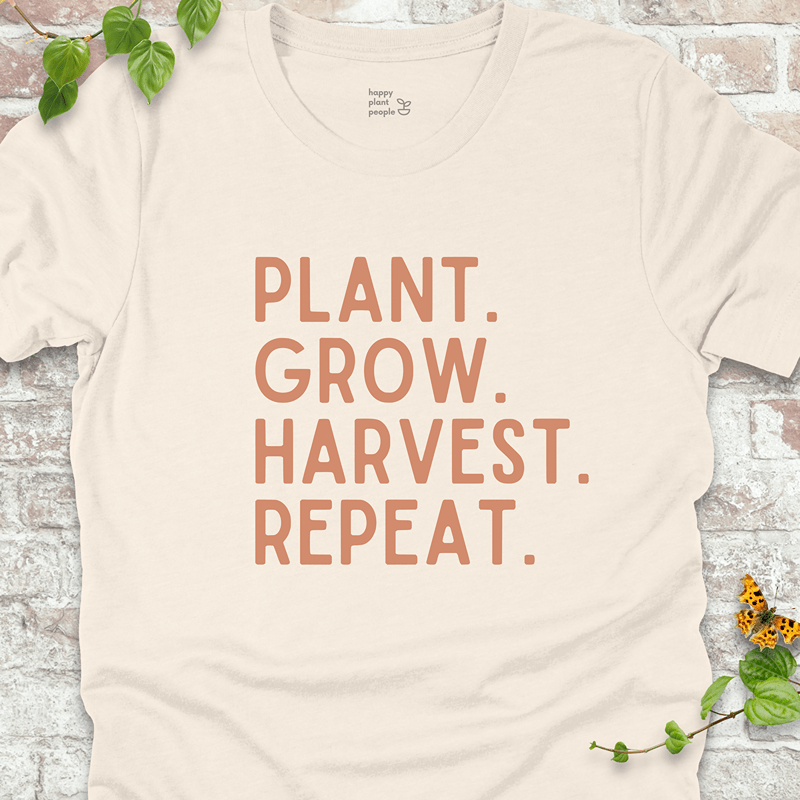 Natural T-shirt with soft fall garden message