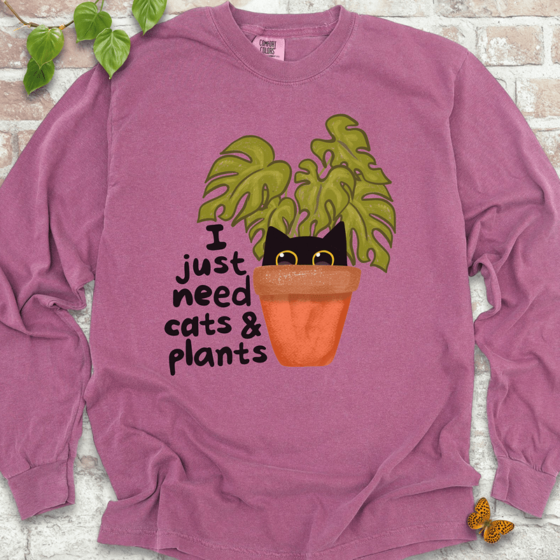 Need Cats & Plants LS T-Shirt