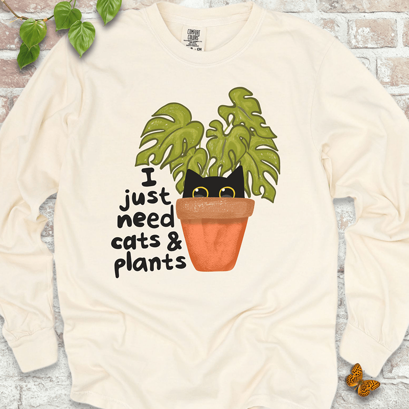 Need Cats & Plants LS T-Shirt