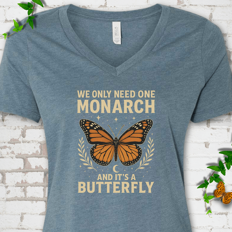 One Monarch Butterfly V-Neck T-Shirt