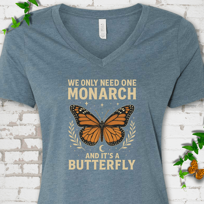 One Monarch Butterfly V-Neck T-Shirt