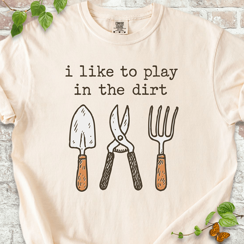 Ivory Comfort Colors™ T-shirt featuring vintage garden tools and cozy tee design