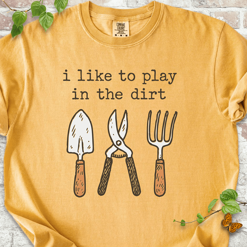 Mustard Comfort Colors™ T-shirt with funny gardening gift design for dirt lovers