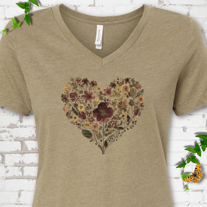 Wildflower Heart V-Neck T-Shirt