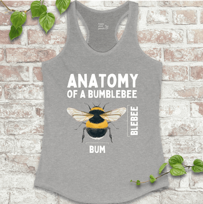 Grey bumblebee anatomy women’s tank top – lightweight and perfect for summer gardening