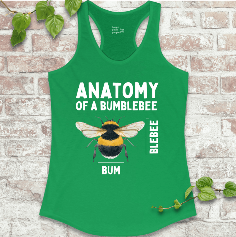 Funny bumblebee tank for women in kelly green – perfect for pollinator fans