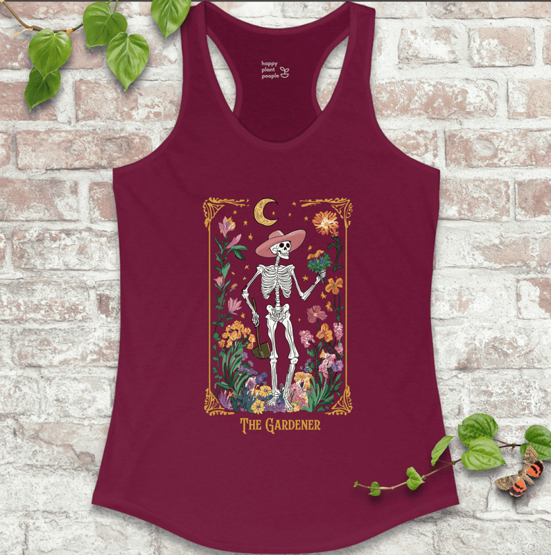 Cardinal red women’s tarot tank top – perfect for witches and plant nerds