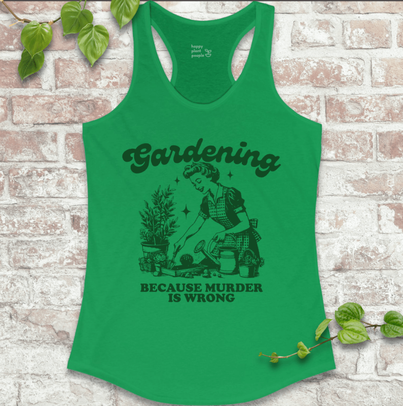 Bold women’s gardening tank top in kelly green – lightweight and comfy for veggie growers and backyard rebels