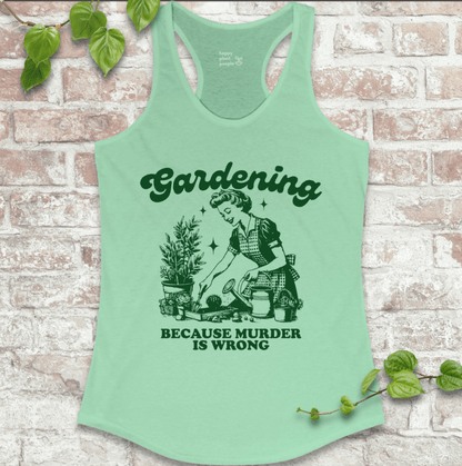 Funny women’s gardening tank top in mint green – soft, lightweight, and perfect for summer plant lovers