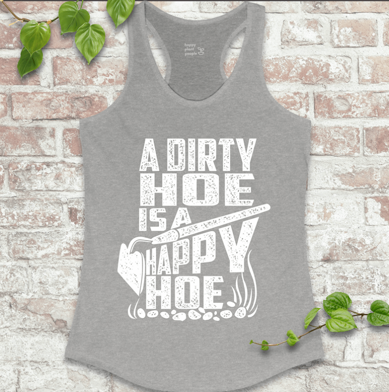 Funny backyard gardening tank top in heather grey for proud plant women