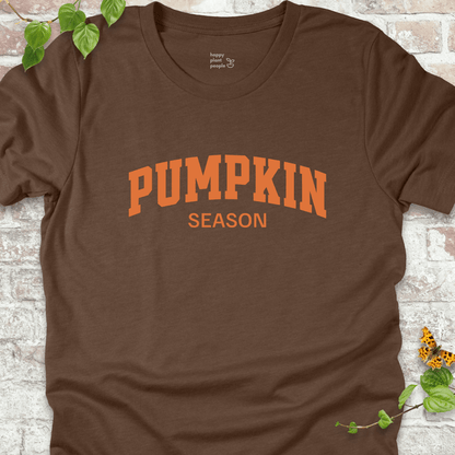 Soft brown fall tee with bold seasonal lettering for cozy autumn vibes